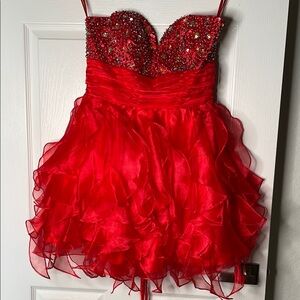 Anny Lee Beaded sequin jeweled Strapless tulle mini Dress homecoming prom